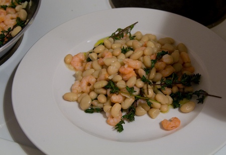 insalata di fagioli e gamberi