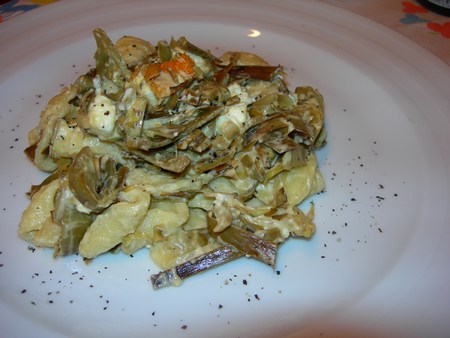 orecchiette carciofi, arancia e feta greca