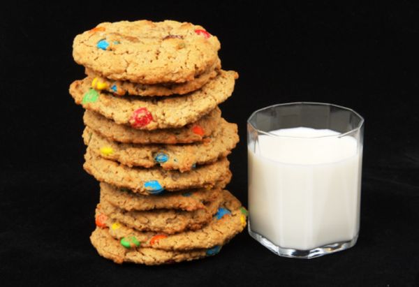 Monster cookies and milk