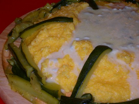 polenta al gorgonzola con zucchine trifolate