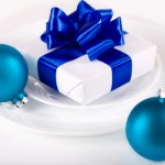 decorazioni tavola natale argento blu