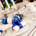 decorazioni tavola natale argento blu