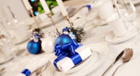 decorazioni tavola natale argento blu