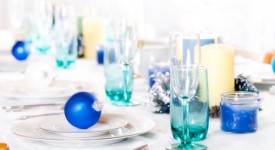 decorazioni tavola natale argento blu