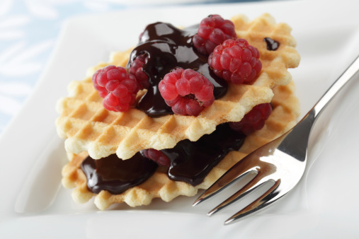 waffles cioccolato lamponi