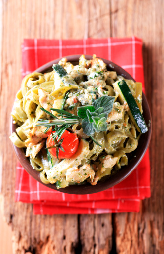 tagliatelle pesto pollo zucchine