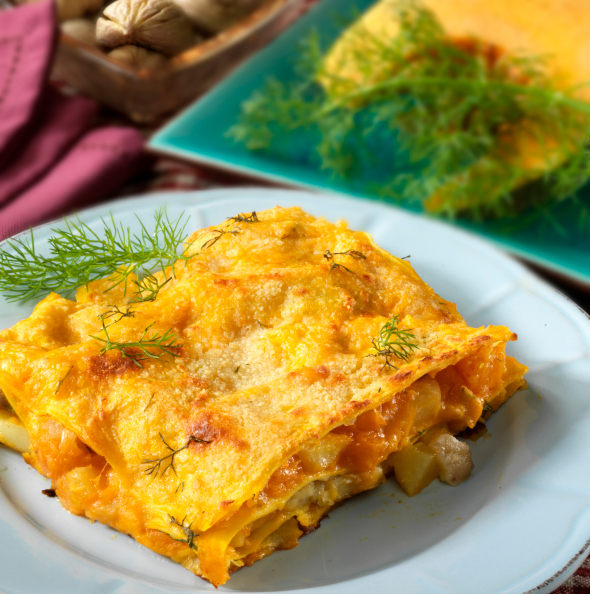 lasagne crema zucca funghi