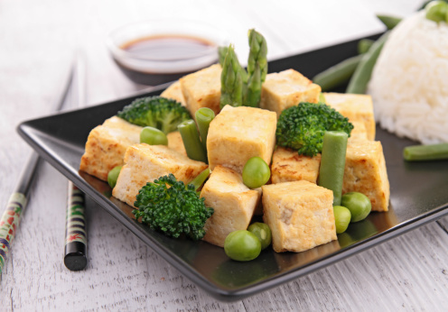 Tofu grigliato broccoli piselli