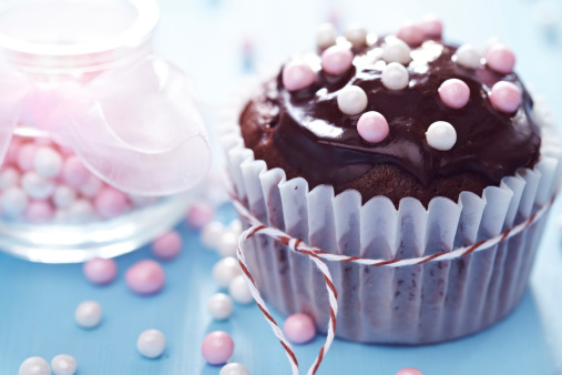 Muffin con glassa al cioccolato san Valentino