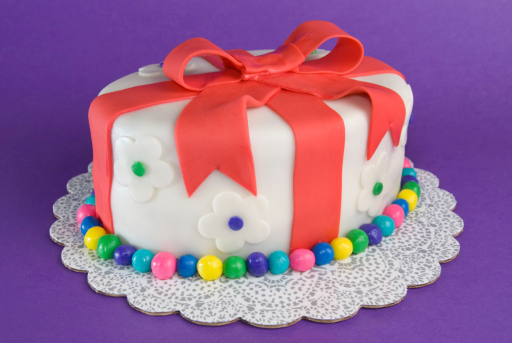 Colorful Fondant Gift Cake