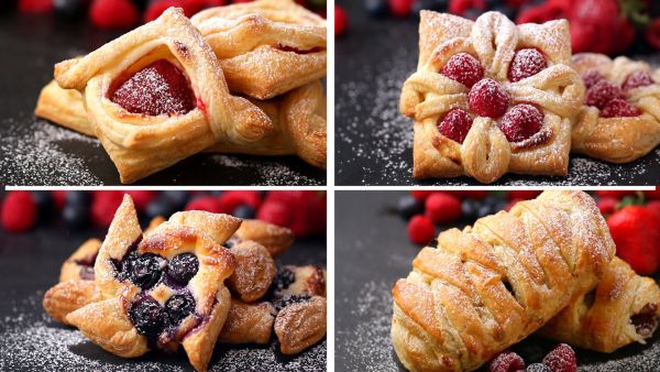 4 dolcetti con pasta sfoglia e crema di formaggio (VIDEO)