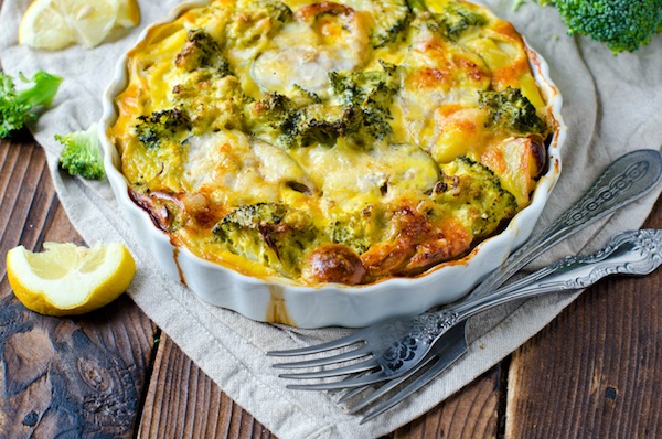 broccoletti al gratin, scarmoza